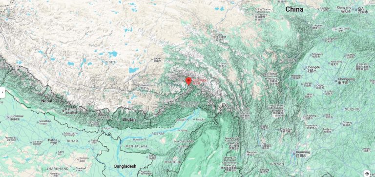Map of the Sedongpu Valley located in southeastern Tibet