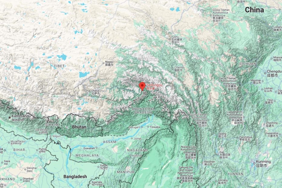 Map of the Sedongpu Valley located in southeastern Tibet